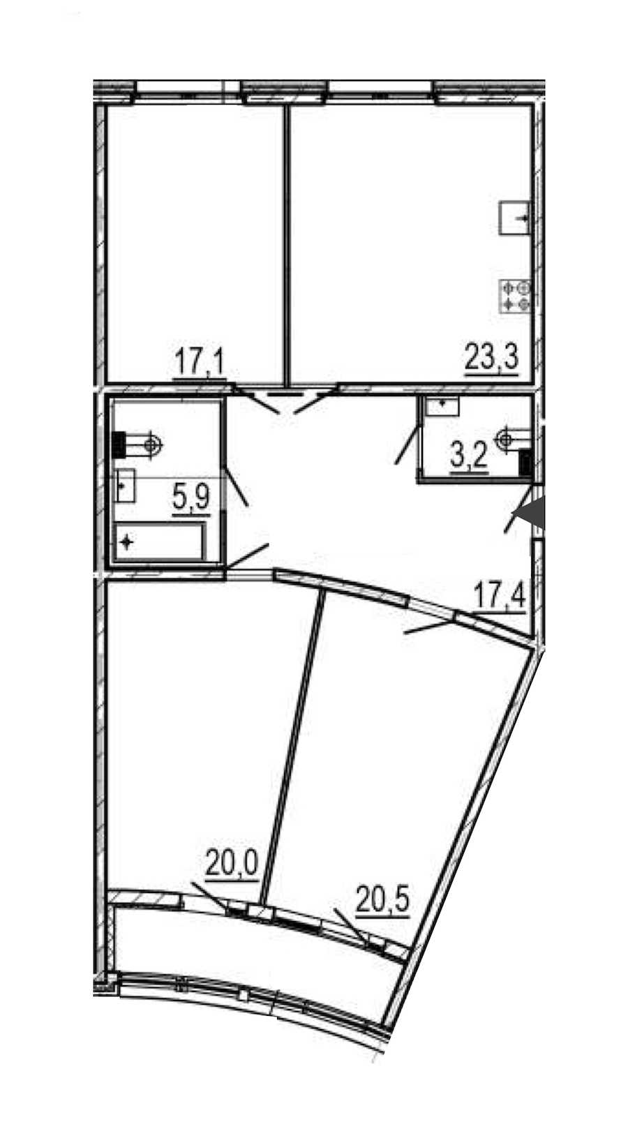 Трехкомнатная квартира в : площадь 110.7 м2 , этаж: 2 – купить в Санкт-Петербурге